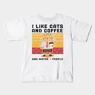 I Like Cats And Coffee Kids T-Shirt